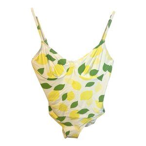 KATE SPADE Swimsuit Swimwear One Piece Ivory Lemon Size XL Beach Resortwear